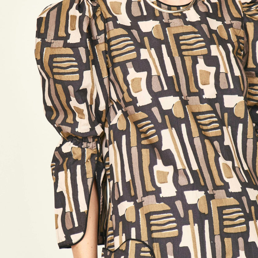 Cassis Dress in Olive Labyrinth