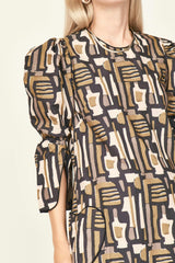 Cassis Dress in Olive Labyrinth