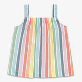 Kids cotton gauze tank in rainbow stripe