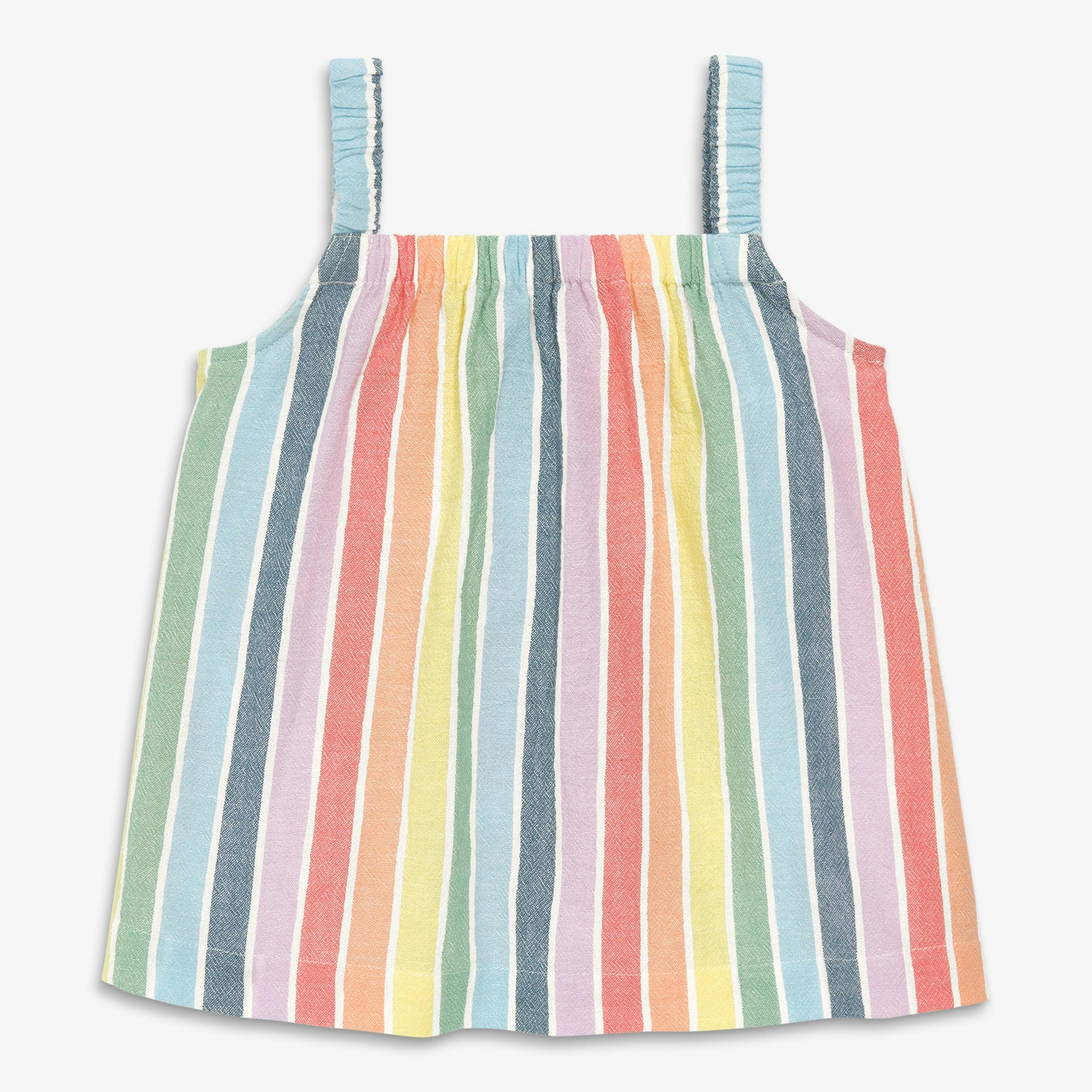 Kids cotton gauze tank in rainbow stripe
