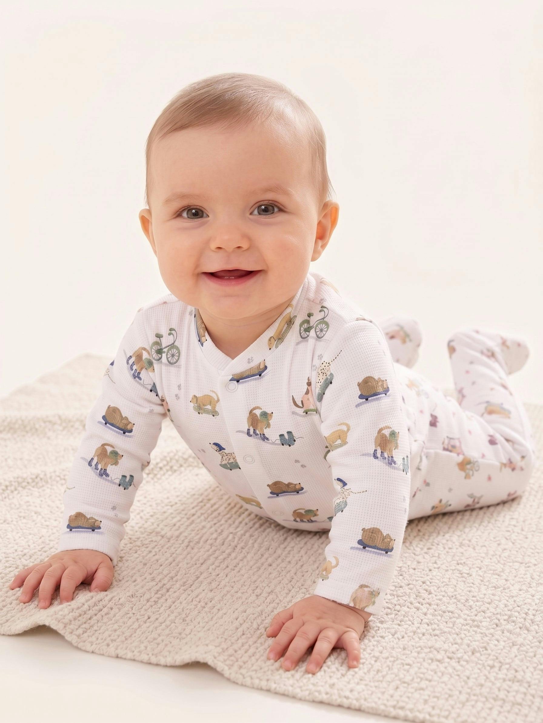 Roller Pups Boy  Pima Cotton Baby One-Piece Pajamas