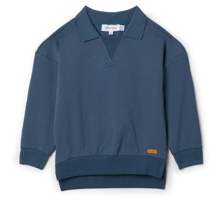 French Fleece Ribbed Sweatshirt Black
