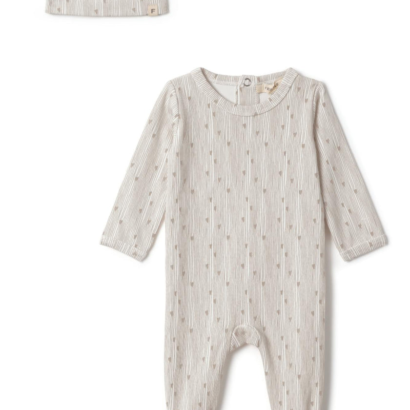 Line Print Onesie Powder/Light Ink