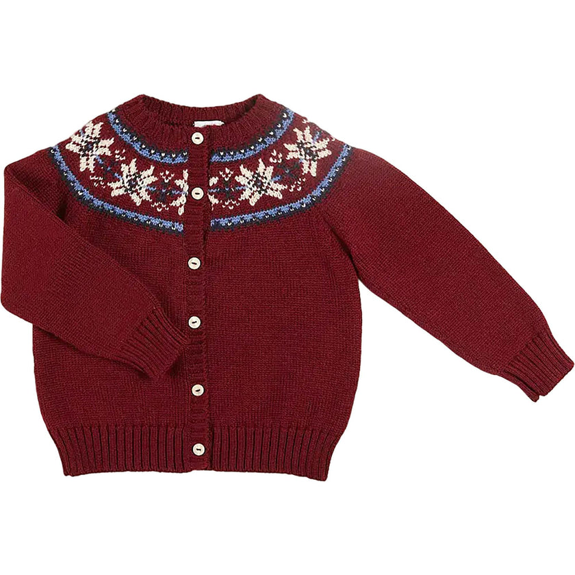 Fair Isle Cardigan in Burgundy (12mths-10yrs)