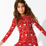Polar Isle Red Bamboo Girls' Long Sleeve Dress