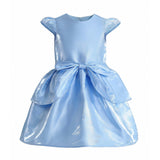 Blue Juliora Puff Sleeve Satin Dress