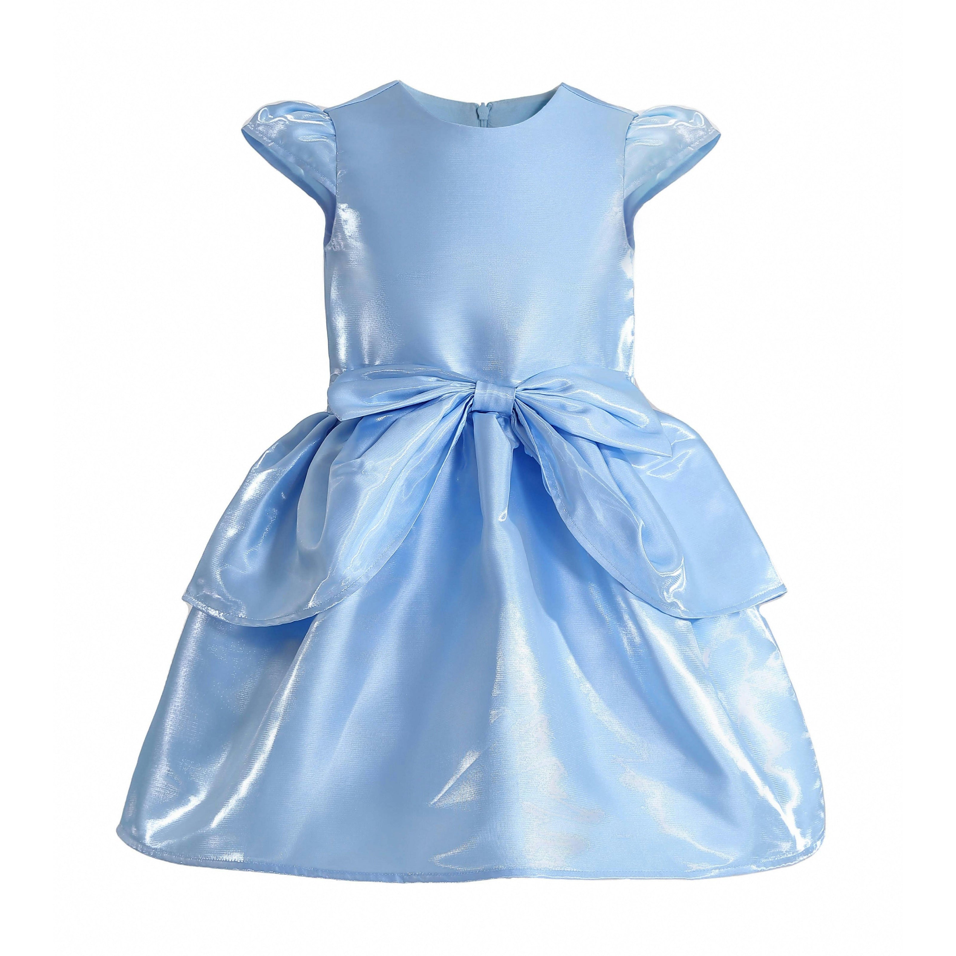 Blue Juliora Puff Sleeve Satin Dress