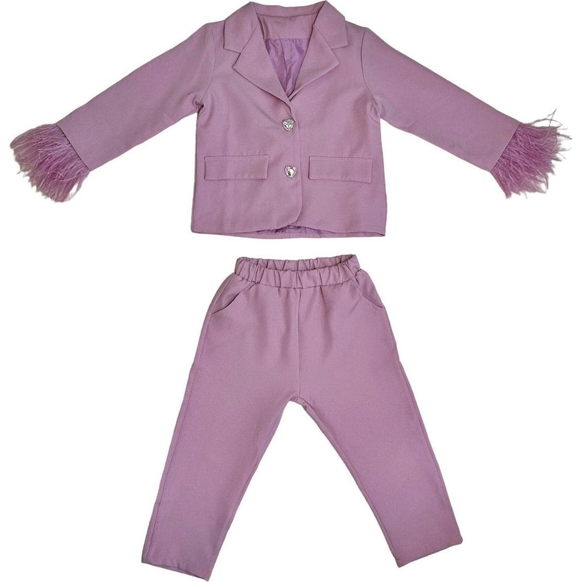 Women’s Feather Trims Suit Lavender