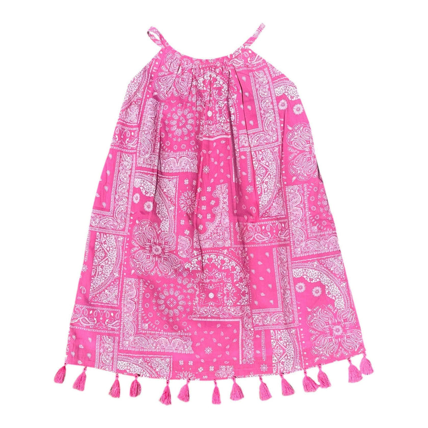 Mini Chantal Girls' Dress Patchwork Bandana, Pink
