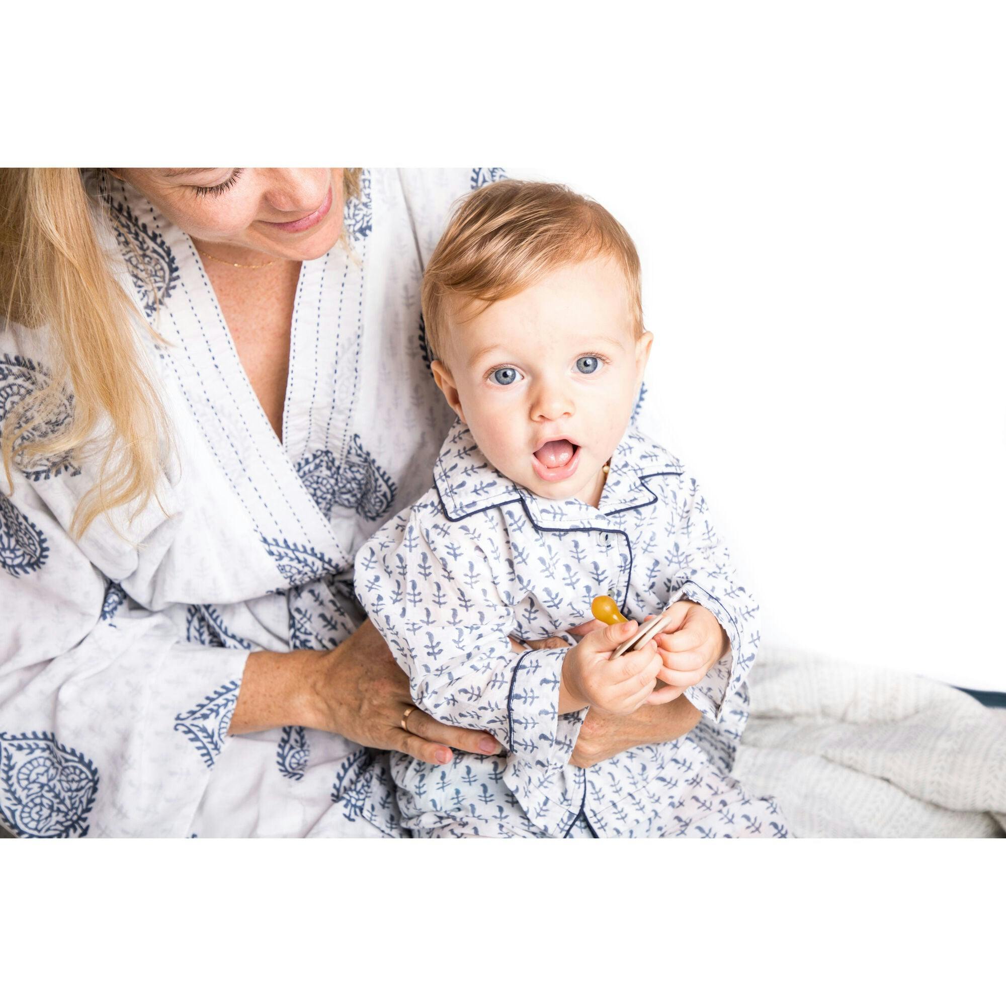 Block-Printed Cotton Women's Robe