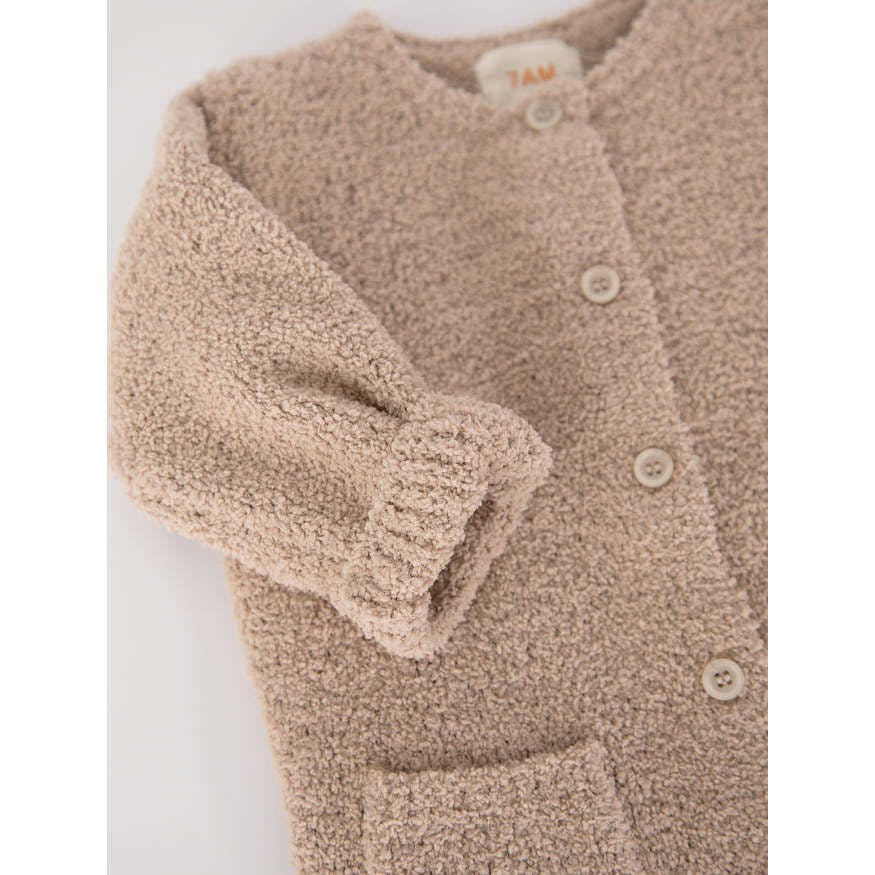 Fuzzy Long Sleeve Buttoned Romper