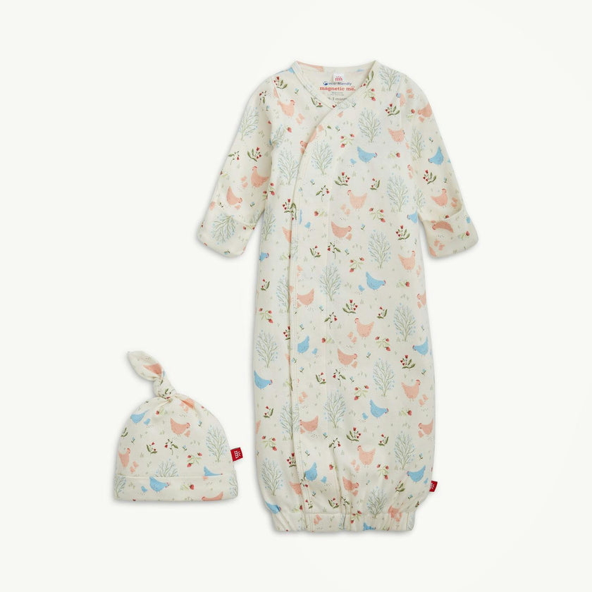 Chicken Tender Org Cot Magnetic Gown+Hat