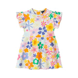 Printed Rib Dress | White Floral