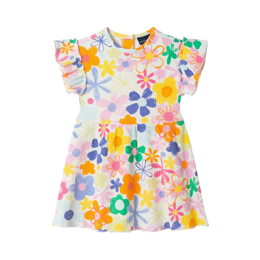 Printed Rib Dress | White Floral
