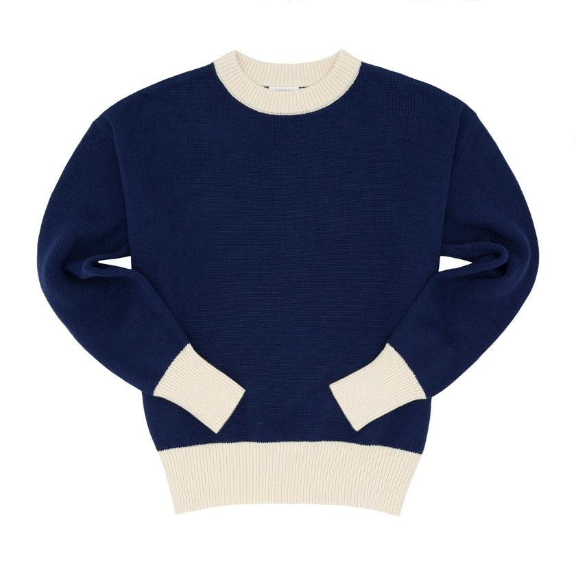 Women's Navy With Cream Trim Knit Sweater