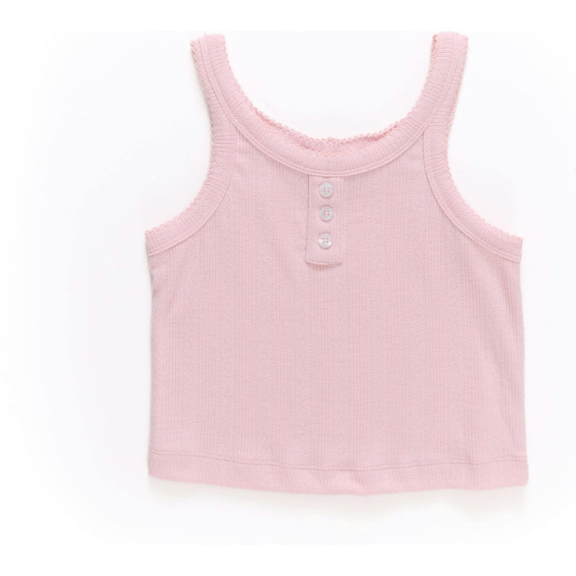 Girls Pointelle Tank in Peony Pink