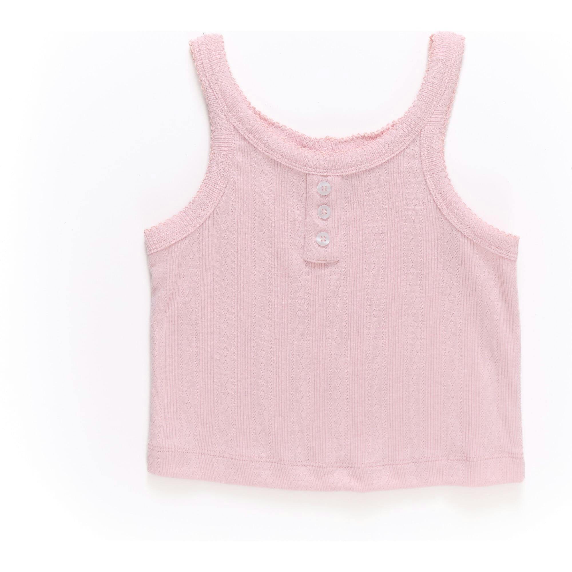 Girls Pointelle Tank in Peony Pink