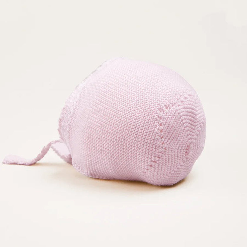 Lace Detail Bonnet in Baby Pink (0-9mths)