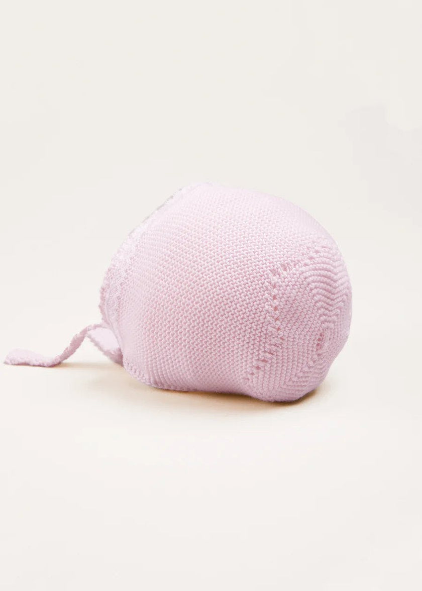 Lace Detail Bonnet in Baby Pink (0-9mths)
