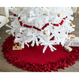 Hand Felted Wool Overlapping Flowers Border Maroon Christmas Tree Skirt 64"/72" Arcadia Home