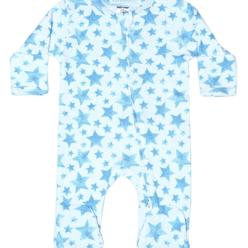 Baby Zipper Footie - Soft Stars