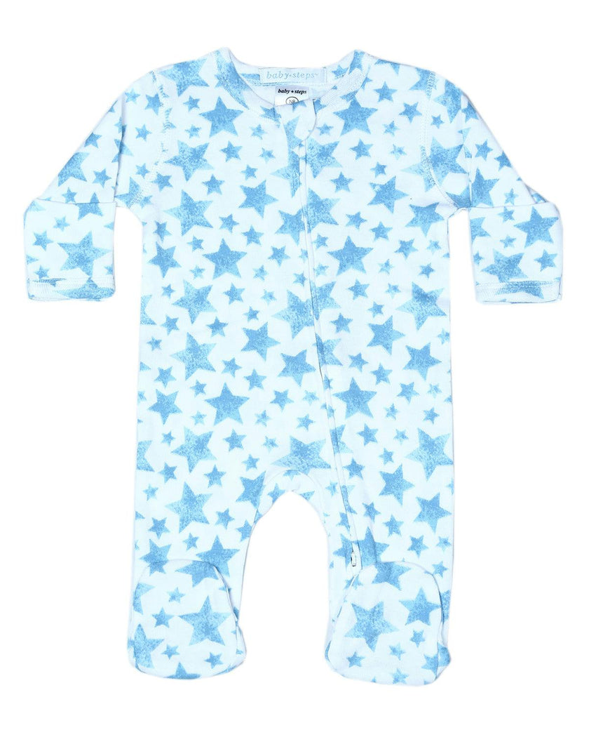 Baby Zipper Footie - Soft Stars