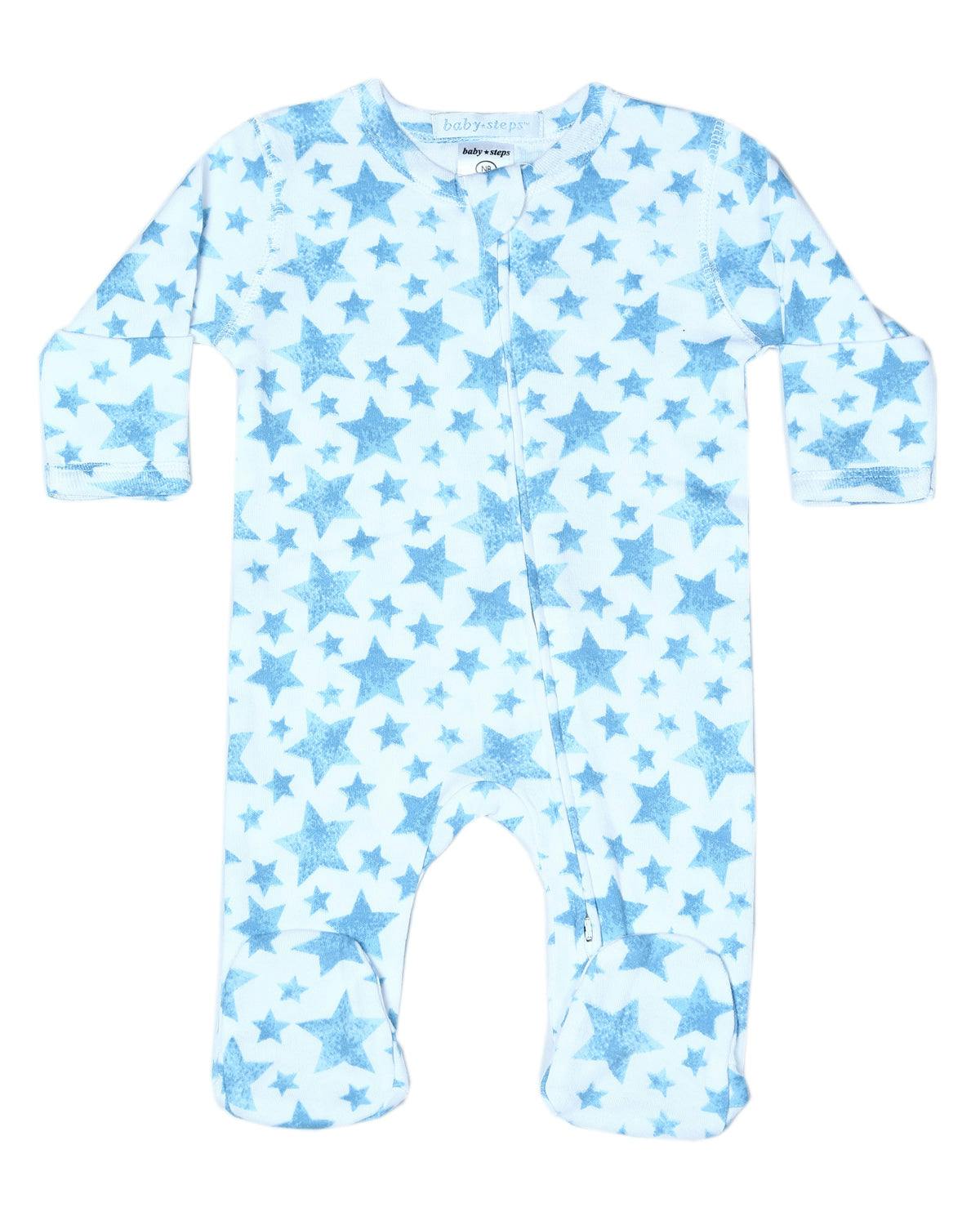 Baby Zipper Footie - Soft Stars