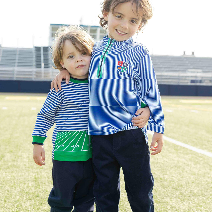 Stripe Performance Knit Half Zip With Sports Crest