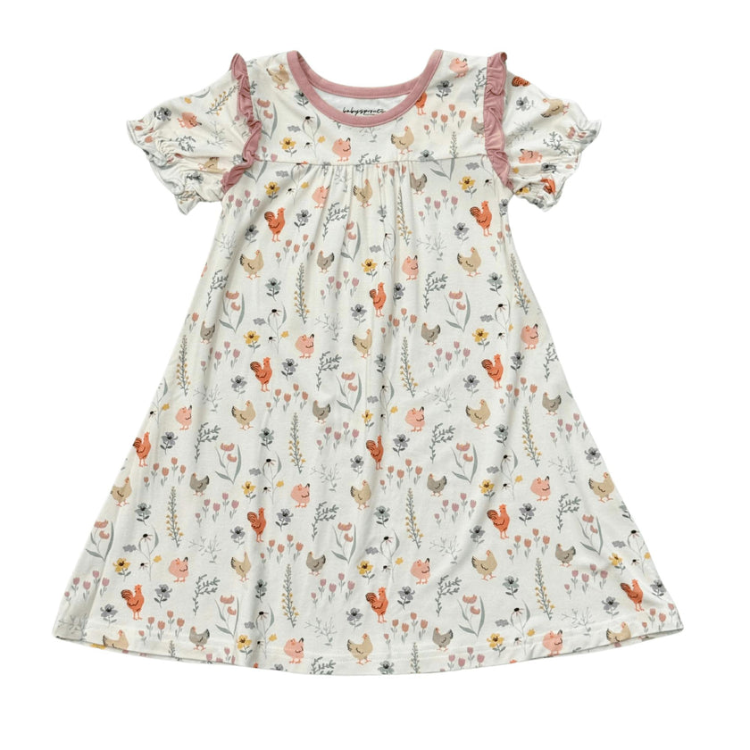 Girls Night Gown in Floral Chicken