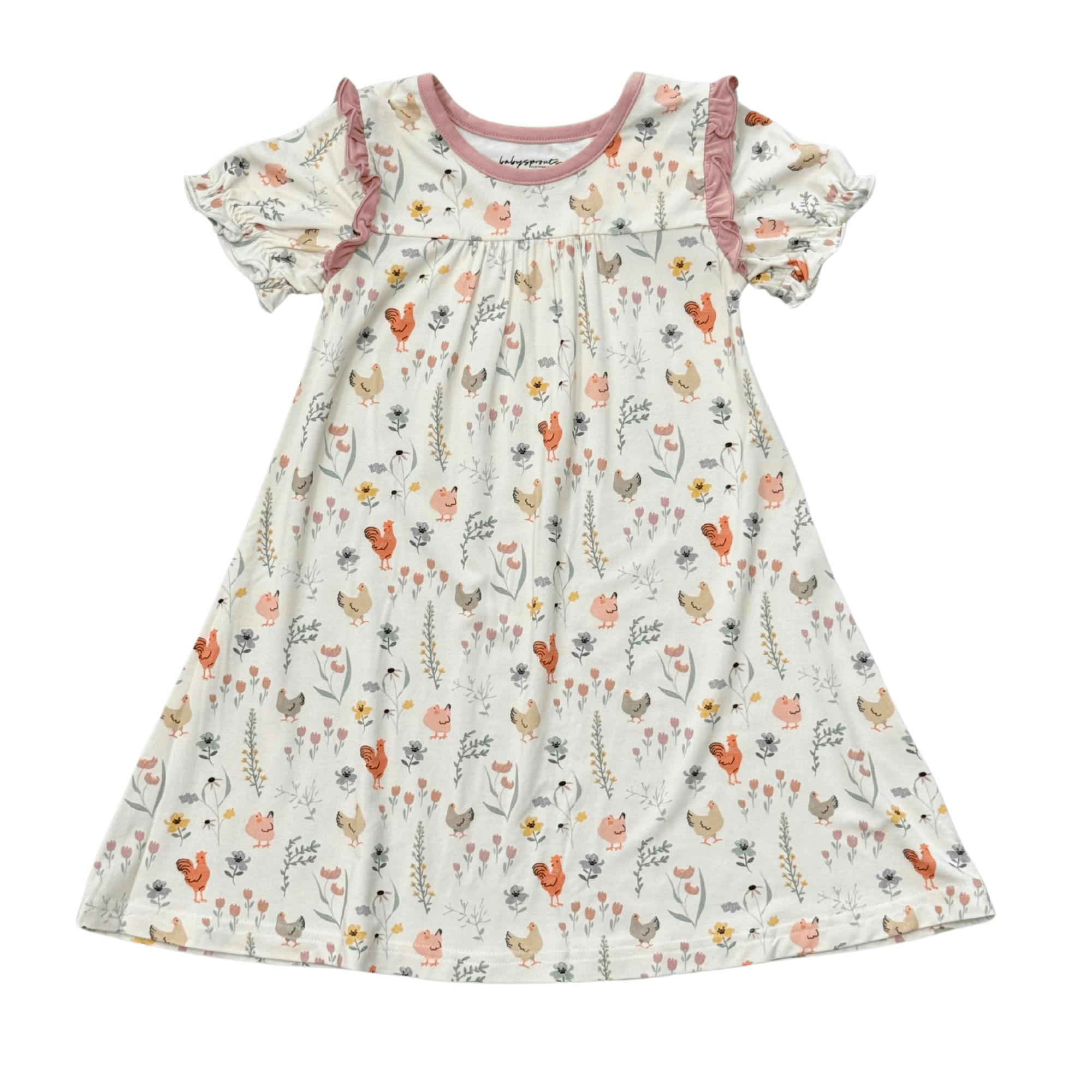 Girls Night Gown in Floral Chicken