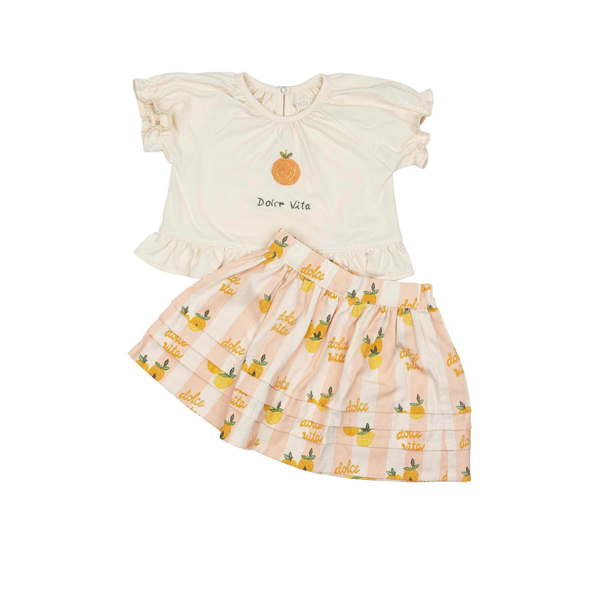 S/S Ruffle Skirt Set in Dolce Vita