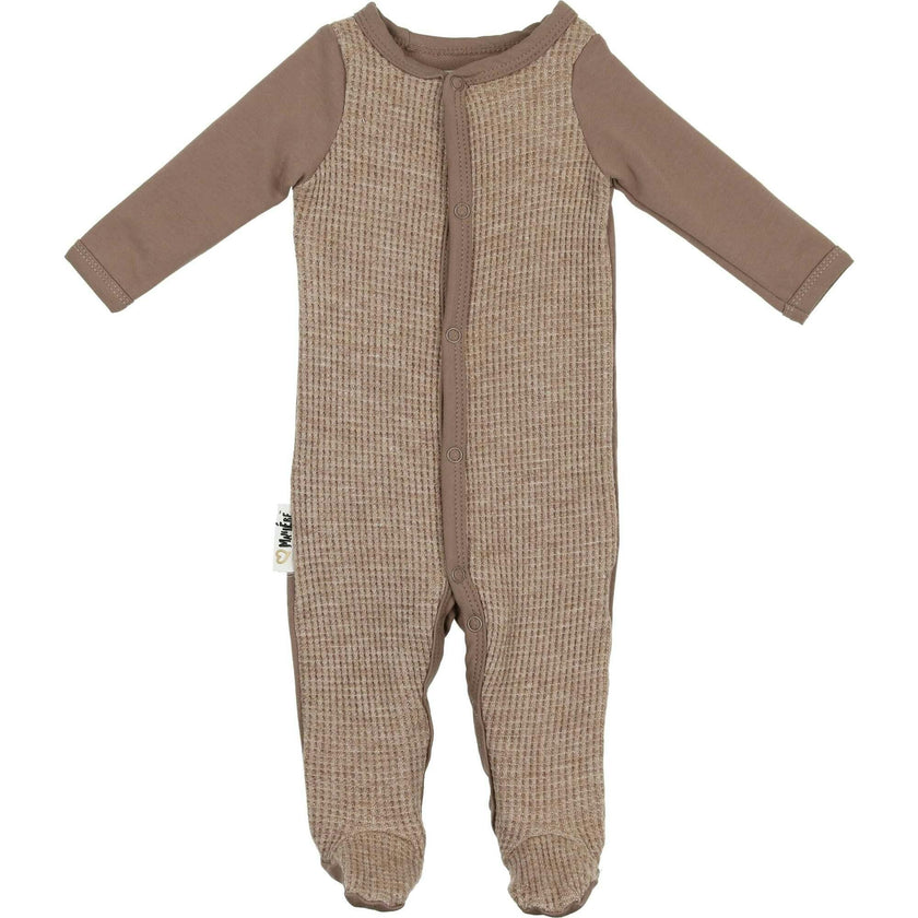 Waffle Round Neck Long Sleeve Snap Footie