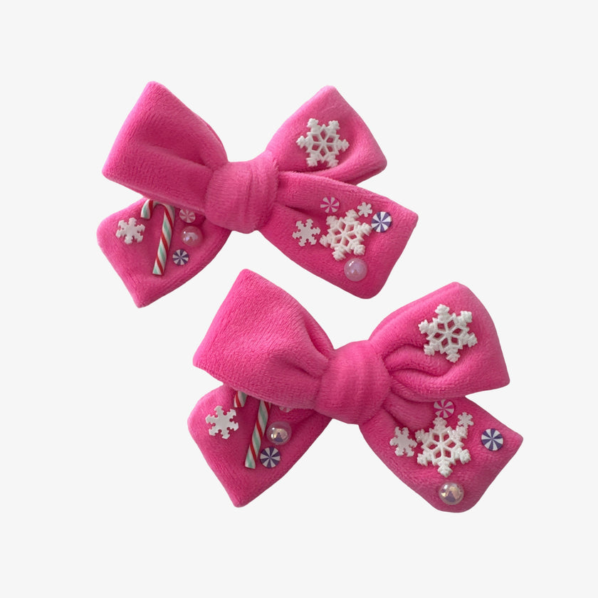 Mini Pink Candy Cane Camila Bow Set