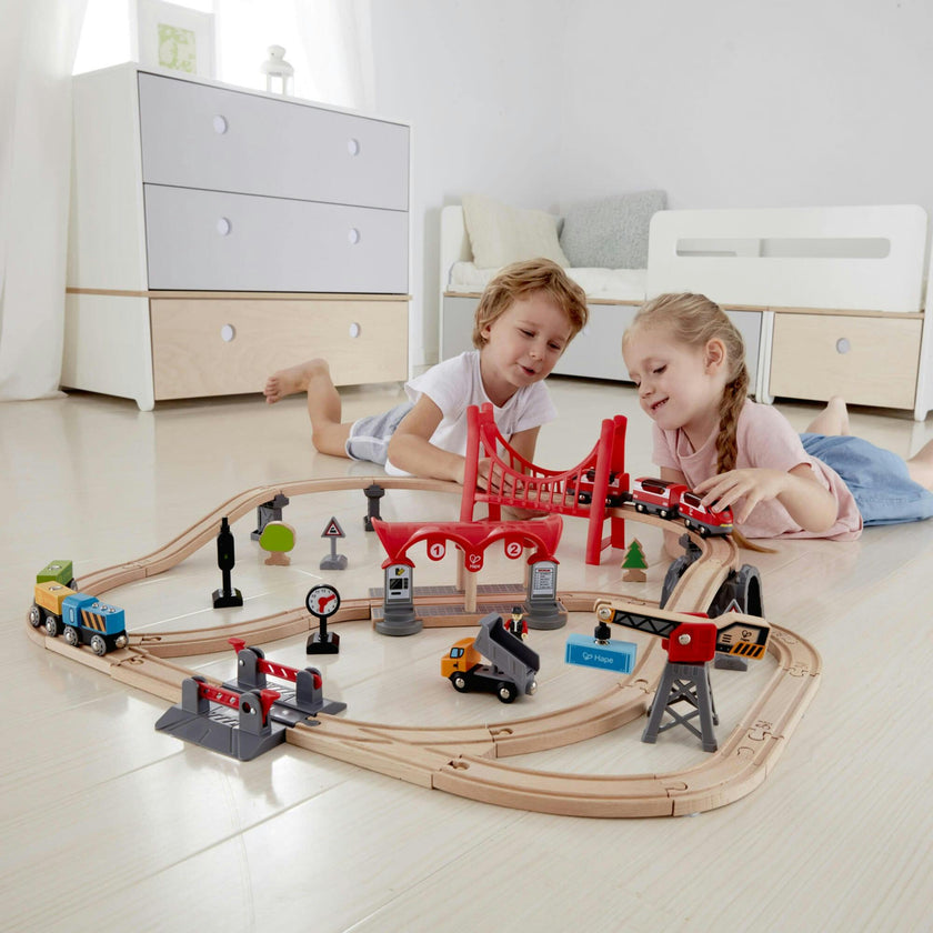 Wooden Busy City Train Set