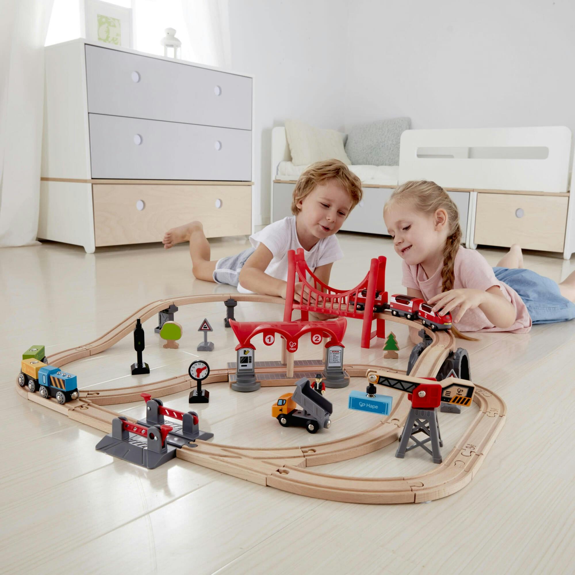 Wooden Busy City Train Set