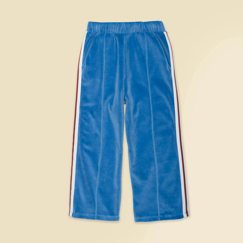 Velour Riley Track Pants in Blue Note