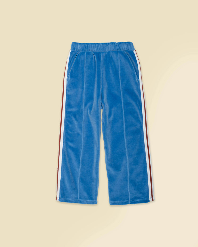 Velour Riley Track Pants in Blue Note