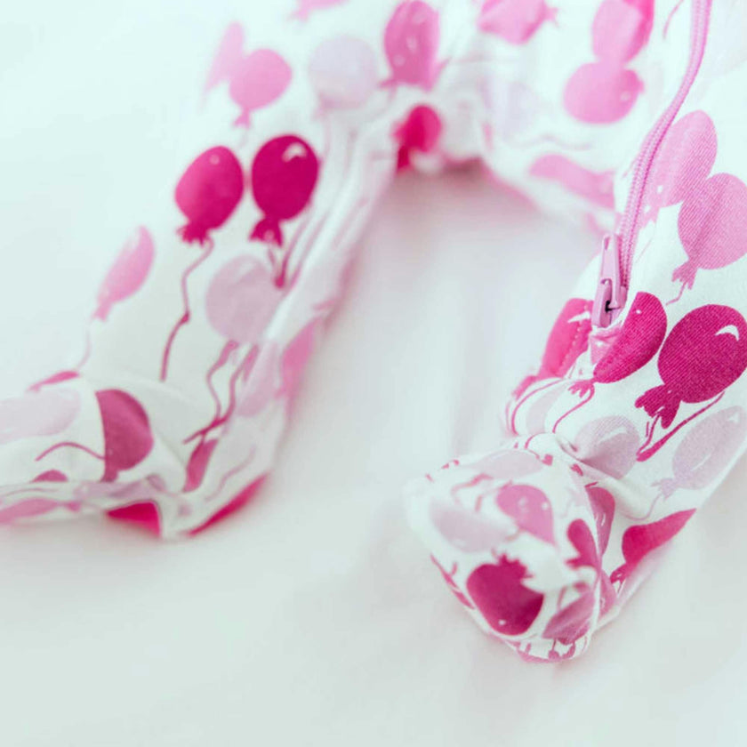 Organic Footie - Pink Balloons