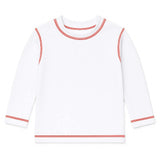 White Long Sleeve Rashguard With Red Stitching