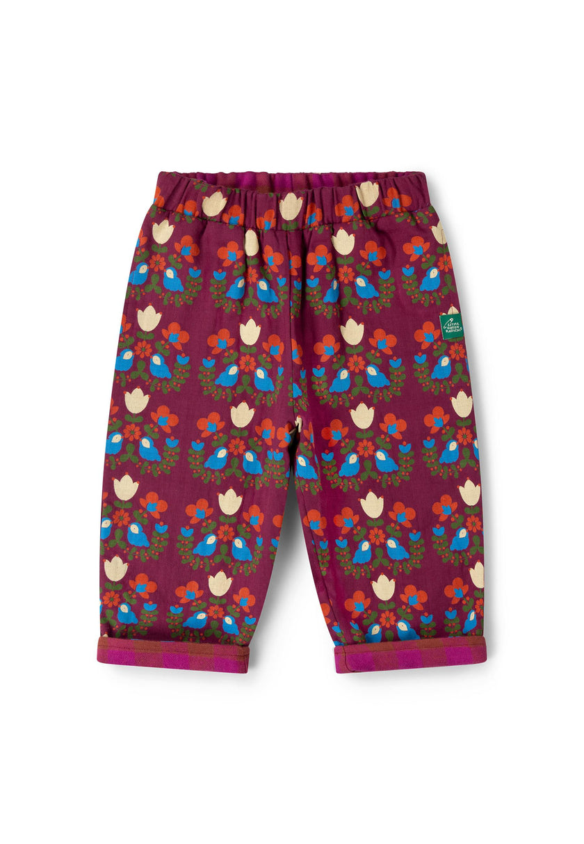 Folk Birds Reversible Pull On Trousers, Purple