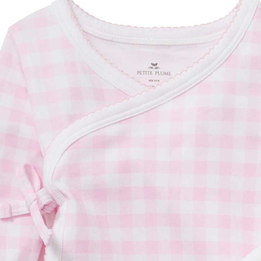 Baby Pima Wrap Set in Pink Gingham