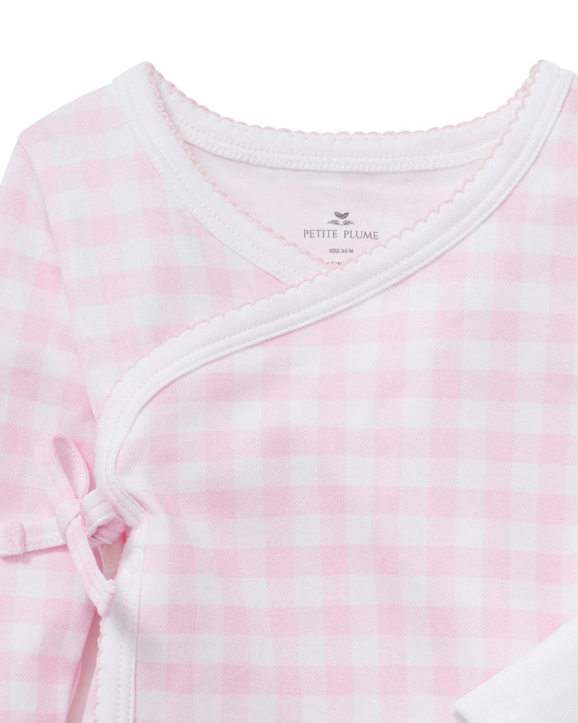 Baby Pima Wrap Set in Pink Gingham