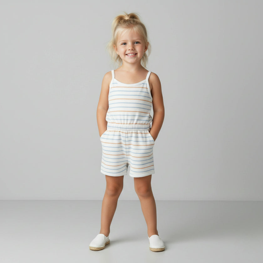 Organic Tank Romper - Cabana Stripes