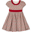 Organic Puff Sleeve Ruffle Collar Sateen Dress, Red