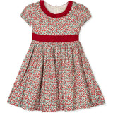 Baby Organic Puff Sleeve Ruffle Collar Sateen Dress, Red