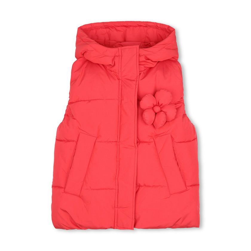 Red Daisy Puffer Vest
