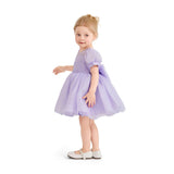 Purple Brixton Puff-Sleeve Party Dress