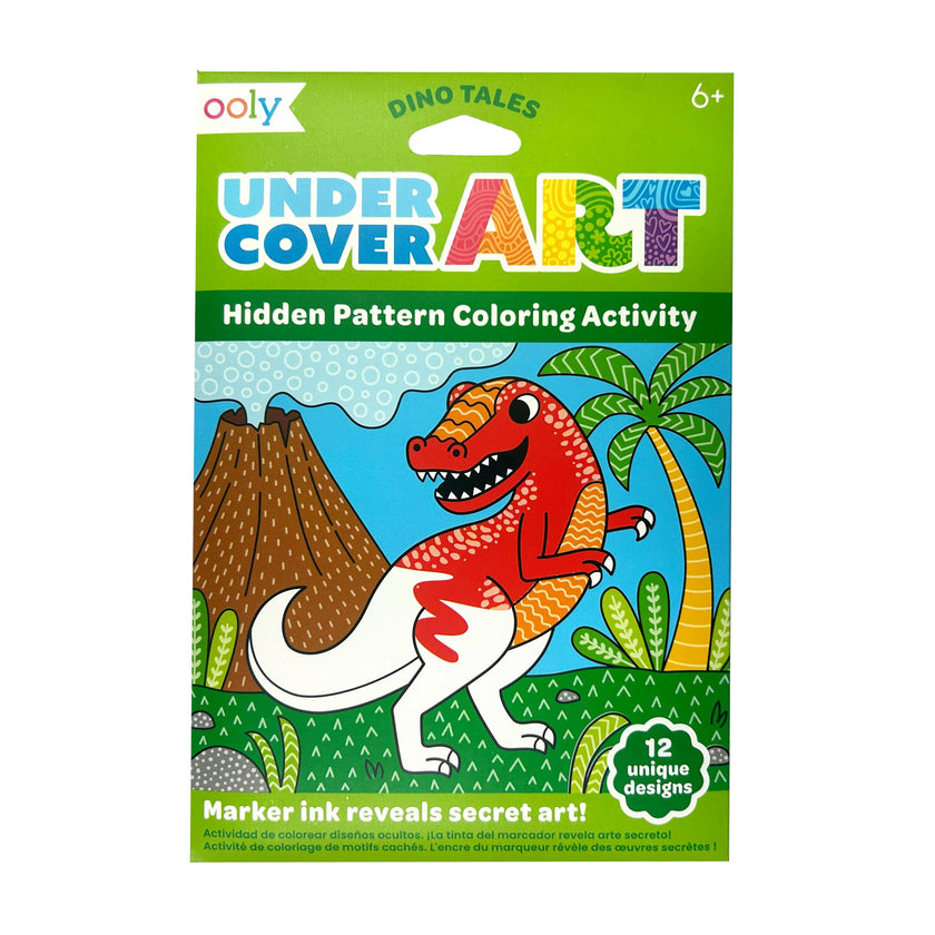 Undercover Art Hidden Pattern Coloring Activity Art Cards - Dino Tales - 12 Cards