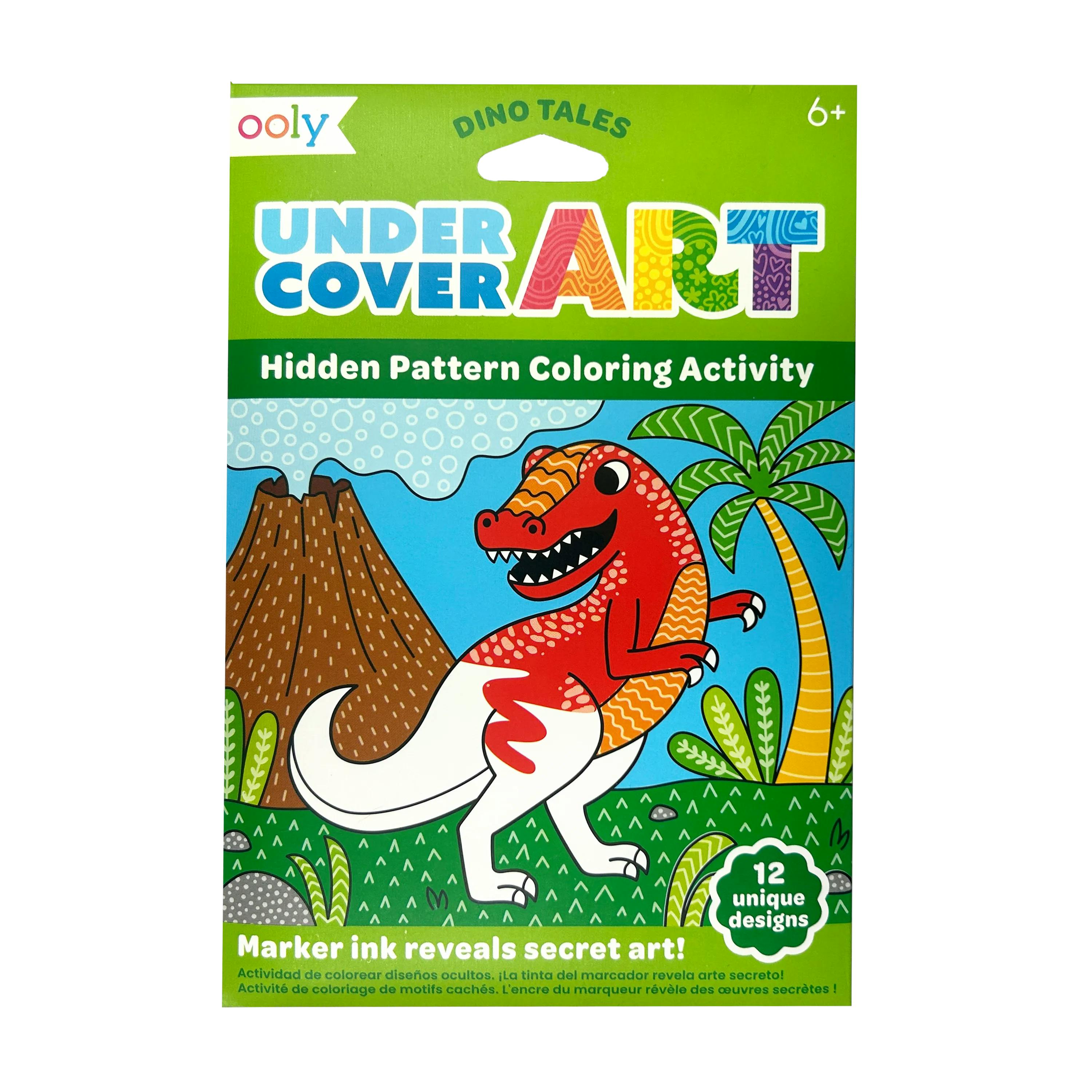 Undercover Art Hidden Pattern Coloring Activity Art Cards - Dino Tales - 12 Cards