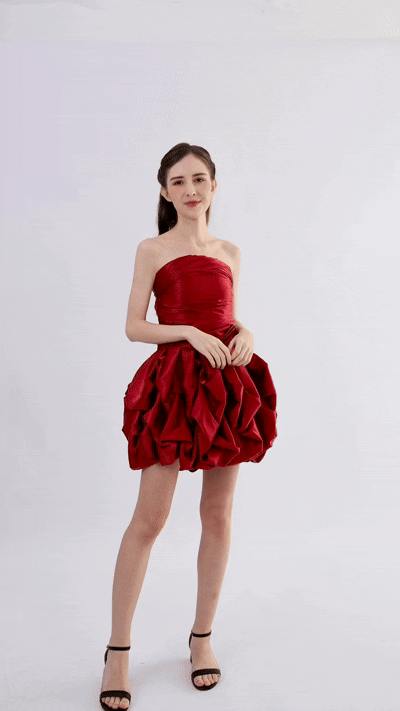 Burgundy Belblossom Strapless Satin Dress